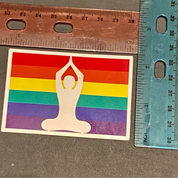US SELLER Gloss Yoga Pose Flag Ally Rainbow LGBT Sticker Pride Gay Rectangle - Picture 3 of 4